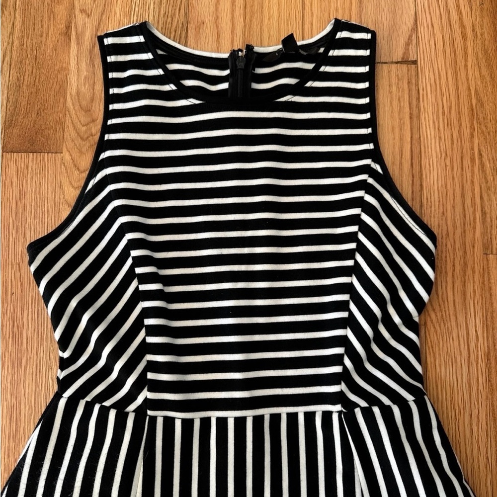 Banana Republic Fit & Flare Dress Size 2 Black White Striped Sleeveless
